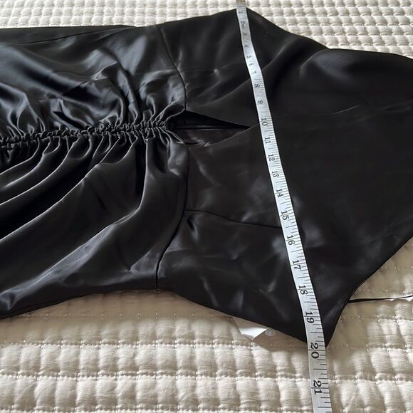 Bardot Dress Womens XL Black Minidress Halter Cross Over‎ Ruched - Picture 4 of 12